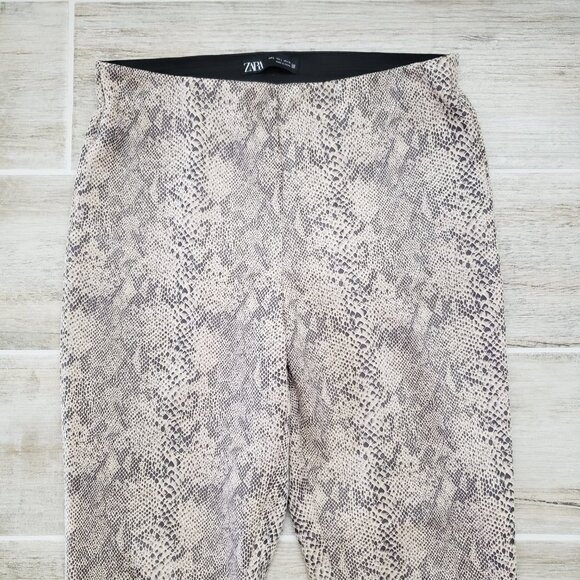 Zara Python Snake Skin Pattern Leggings Women's Animal Wild Boa Shape Stretch L - Picture 3 of 7